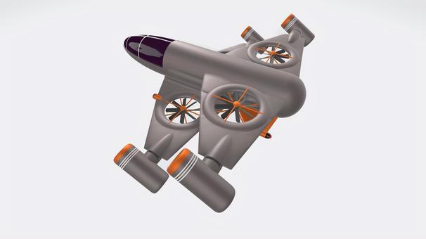 4ローター4ジェットパーソナルプレーン④ 垂直離着陸,ドローン,ローター,プロペラ,ジェット,ブースター,ライト,コックピット,vtol,飛行機のイラスト素材