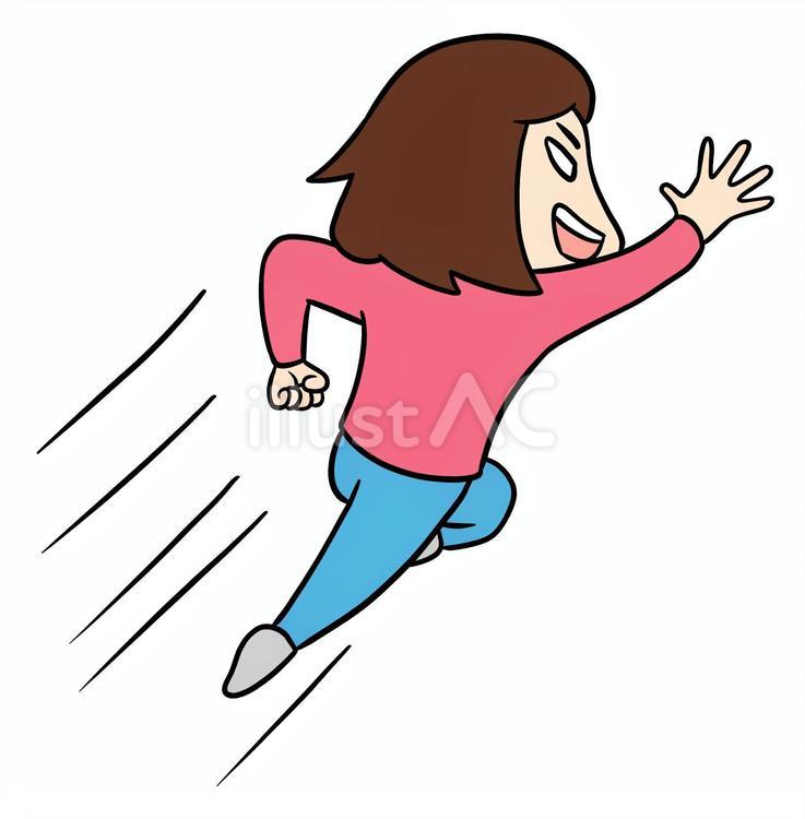 ダッシュして何かを掴もうとする女性01 ダッシュ,走る,必死のイラスト素材