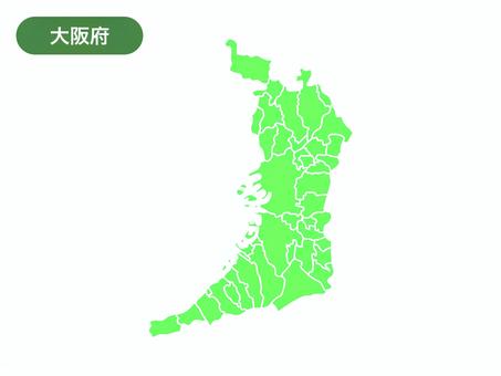 大阪府の地図のイラスト（線なし） 大阪府,地図,地域,地理,日本,都道府県,関西,近畿,大阪市,堺市のイラスト素材