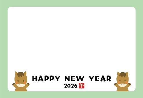 2026午年年賀状写真フレーム 午,馬,2026,年賀状,写真,テンプレート,フレーム,happynewyear,年賀はがき,シンプルのイラスト素材