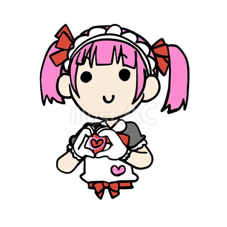 両手でハートを作るメイド女子 メイド,ハート,両手のイラスト素材