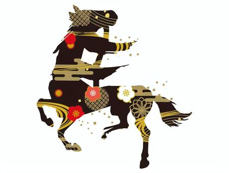 馬 馬,黒,年賀状,和風,日本,干支,十二支,漢字,一文字,年賀のイラスト素材