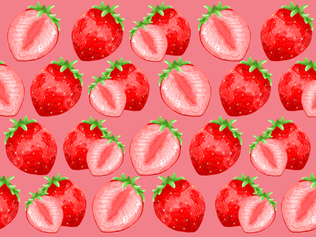 水彩画の苺の背景(ピンク) 水彩画,いちご,断面,果物,食べ物,フレッシュ,美味しい,ランダム,おしゃれ,ビタミンのイラスト素材