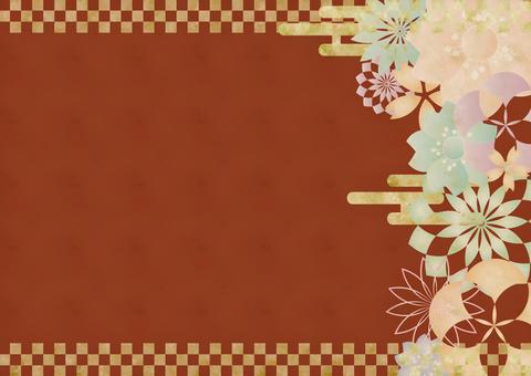 Gorgeous vermilion Japanese style background material, , JPG and AI