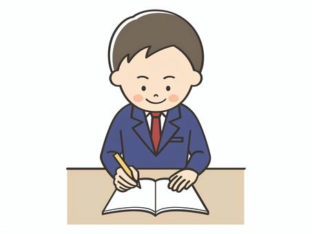 勉強をする男子学生 男の子,高校生,中学生,勉強,宿題,学習,テスト勉強,テスト,学ぶ,学びのイラスト素材