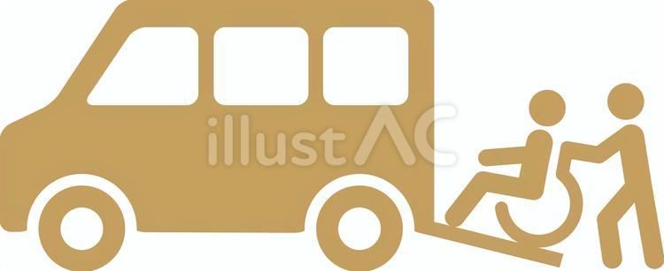軽バンの福祉車両と車いすの高齢者 介護,車,福祉車両のイラスト素材