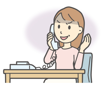  ロングヘア女性-329-バスト 電話,悪人,女性,女の子,人物,かわいい,表情,感情,悪い,悪事のイラスト素材