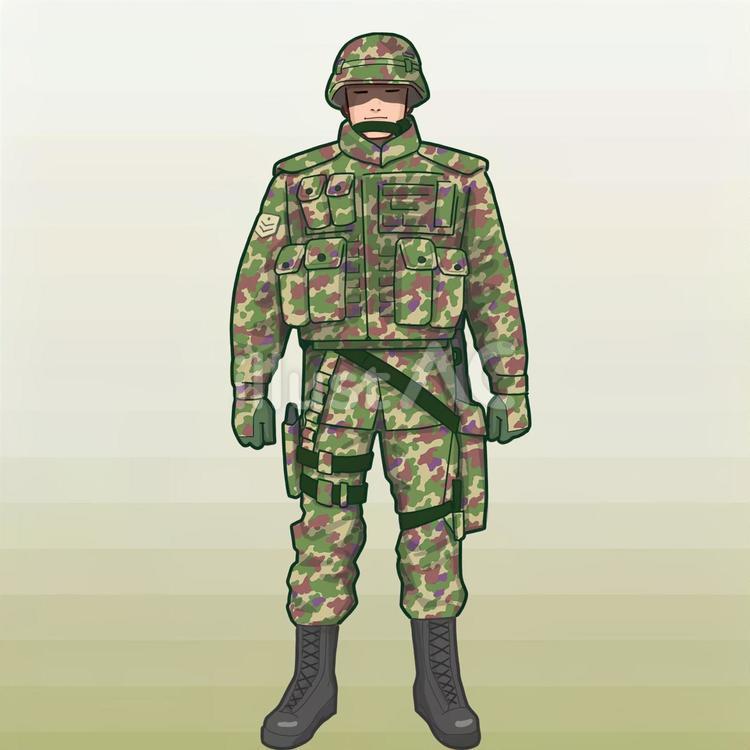 自衛隊　正面立つ 自衛隊,正面,全身のイラスト素材