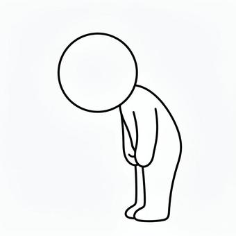 お辞儀棒人間 棒人間,人,シルエット,人間,礼,お辞儀,挨拶のイラスト素材