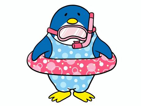 Illustration, summer, penguin, a float, 