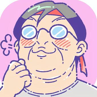 キモヲタ2 SNSアイコン オタク,キモオタ,おじさん,中年,男性,推し活,眼鏡,不細工,肥満,ハチマキのイラスト素材