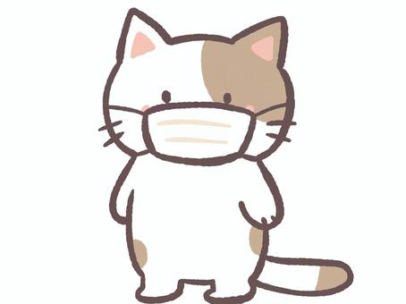 風邪か花粉症でマスクをしてる動物の猫 猫,マスク,風邪,花粉症,コロナ,インフルエンザ,病院,内科,小児科,耳鼻科のイラスト素材