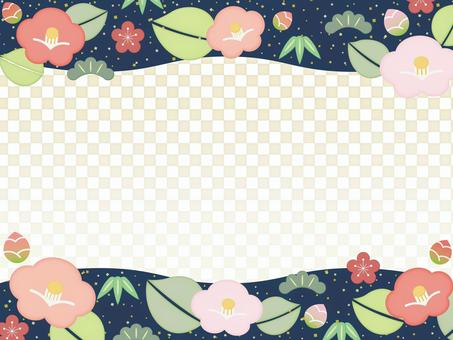 椿と松竹梅の背景3 椿,お正月,松,竹,梅,正月,年賀,新春,花,縁起物のイラスト素材