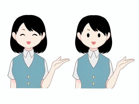 事務員の女性 女性,ビジネス,事務員,黒髪,笑顔,指し示すのイラスト素材