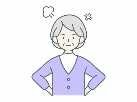 イライラして怒るシニア女性 イライラして怒るシニア女性 人物,女,祖母,おばあちゃん,老人,高齢者,お年寄り,シニア,白髪,怒るのイラスト素材