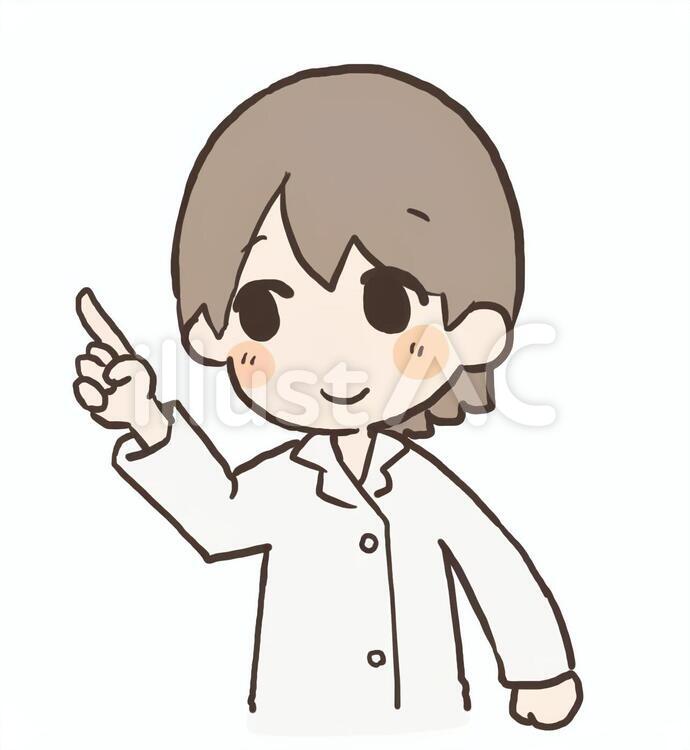 注目 女性,白衣,注目のイラスト素材