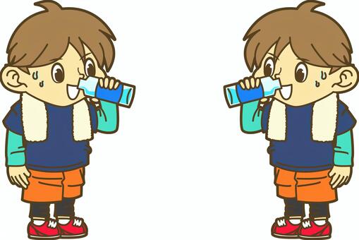 ランニング後の水分補給をする男性 トレーニング,水分補給,飲む,ドリンク,ウォーミングアップ,運動,男の子,可愛い,かわいい,ベクターのイラスト素材