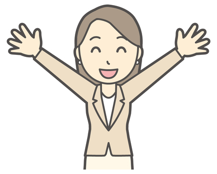  カジュアルスーツ女性-196-バスト ばんざい,会社員,女性,スーツ,ビジネス,仕事,ol,人,大人,ビジネスウーマンのイラスト素材