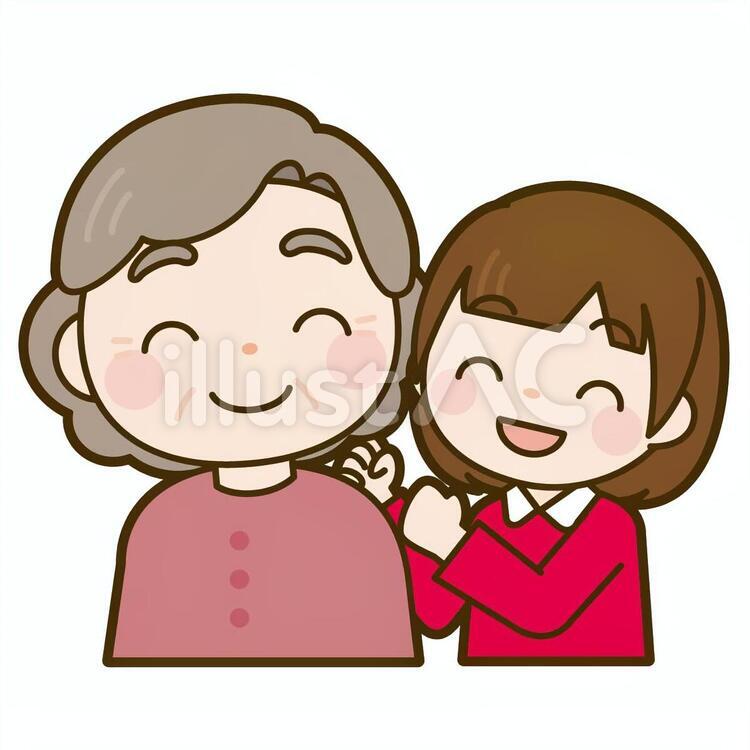 おばあちゃんと女の子 おばあちゃん,祖母,孫のイラスト素材