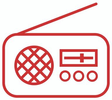 ラジオのアイコン 赤 ラジオ,アイコン,am,fm,防災,放送,家電,電化製品,電波,受信機のイラスト素材