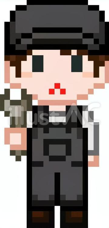 ドット絵の黒の工具エンジニアです。 ドット絵,工具,エンジニアのイラスト素材
