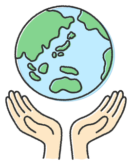 手と地球03 手,地球,両手,世界,エコ,環境,イラスト,素材のイラスト素材