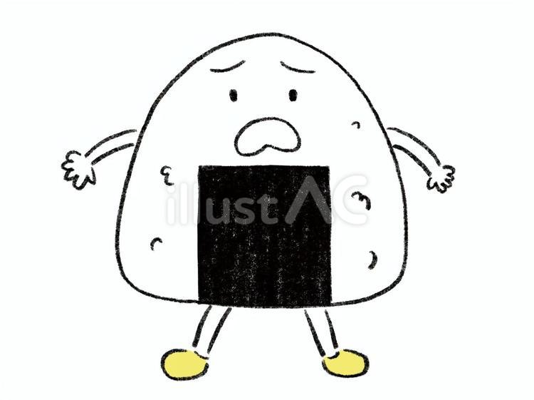 がっかりした表情のおにぎり 擬人化単体 おにぎり,おむすび,お弁当のイラスト素材