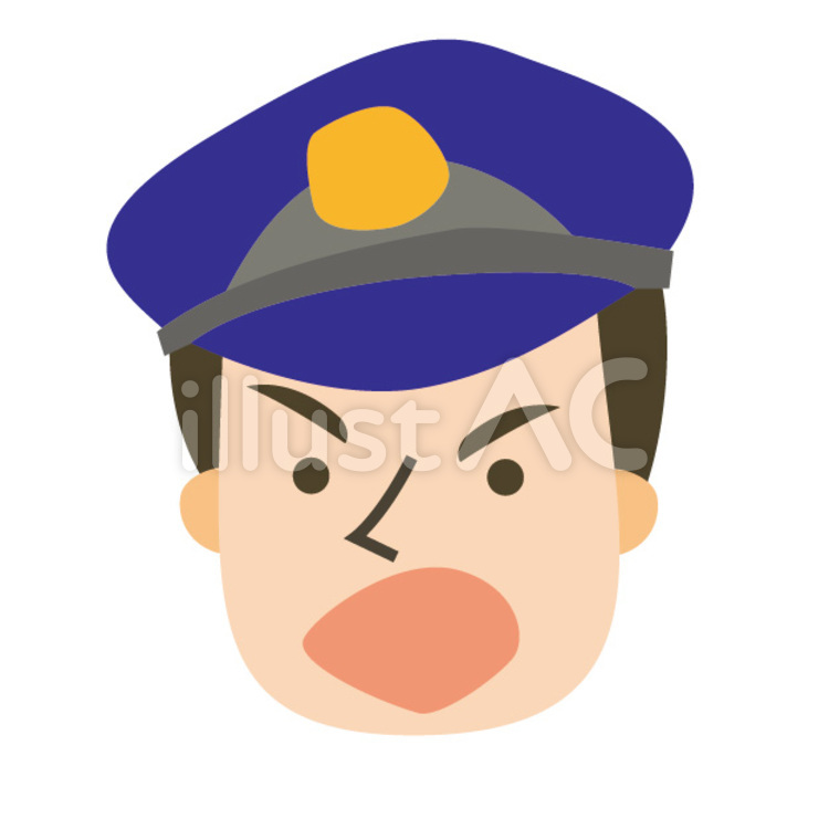 表情-怒る 顔,警察官,表情のイラスト素材