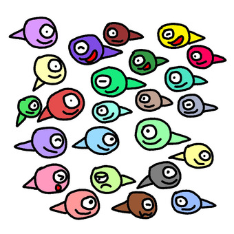 魚群ステッカー 魚,絵,小魚,群れ,魚群,手描き,カラフル,泳ぐ,小さいのイラスト素材