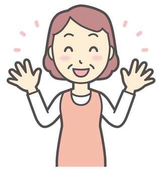  エプロンおばちゃん-202-バスト 笑顔,おばちゃん,エプロン,お母さん,ママ,中年,おばさん,主婦,人物,かわいいのイラスト素材
