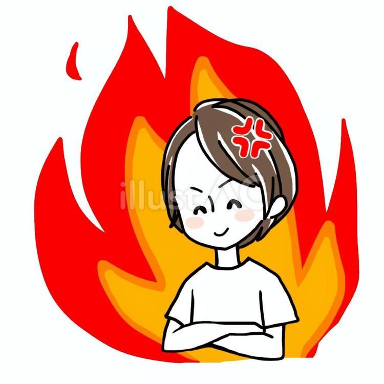 笑顔で怒る炎の女性 怒る,笑顔,炎のイラスト素材