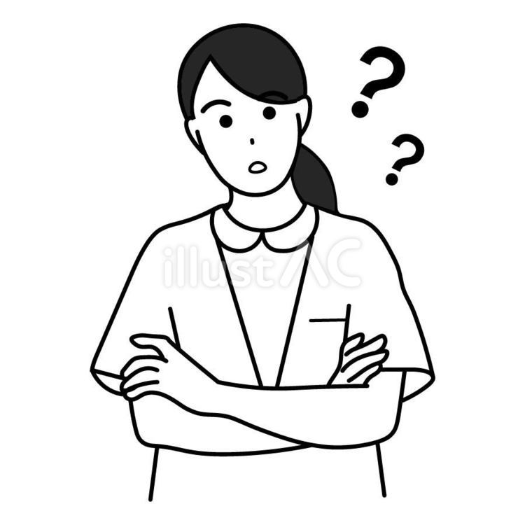 腕を組んで考える女性看護師 看護師,女性,女のイラスト素材