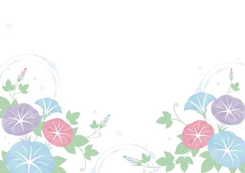 朝顔の水彩風フレーム(夏・7月・横) 朝顔の水彩風フレーム(夏・7月・横) 朝顔,あさがお,フレーム,ピンク,紫,水彩,青,水彩風,初夏,花のイラスト素材