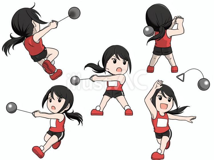 ハンマー投げの選手の女の子 人物,ハンマー投げ,かわいいのイラスト素材