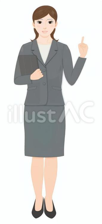指差しするスーツ女性 人物,女性,全身のイラスト素材