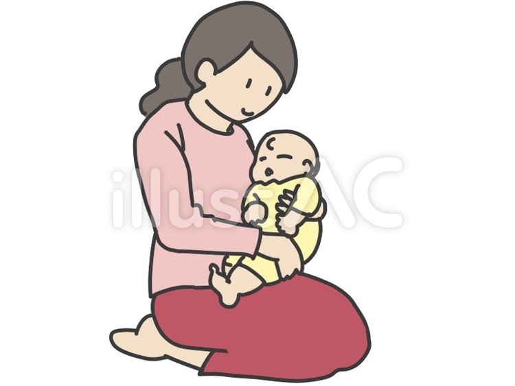 赤ちゃんを抱く母親 あかちゃん,育児,お母さんのイラスト素材