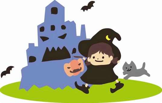 Illustration, halloween, słodkie, jesienią, 