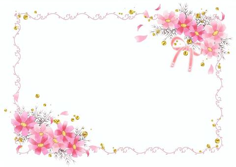 コスモスとリボンフレーム 1