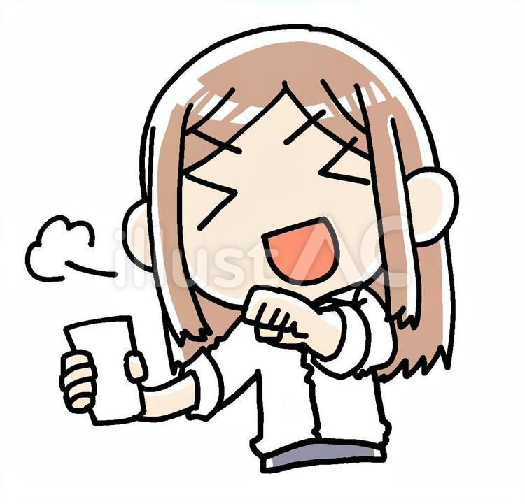 ぷはーっとする女性 女性,飲む,コップのイラスト素材
