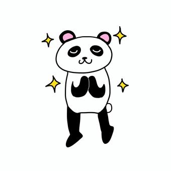 合掌 お祈りするパンダ 合掌 お祈りするパンダ パンダ,動物,キャラ,ポップ,かわいい,合掌,全身,キラキラ,輝く,光のイラスト素材