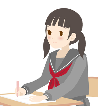 授業を受ける女子学生(上半身) 授業を受ける女子学生(上半身) 中学生,高校生,新学期のイラスト素材