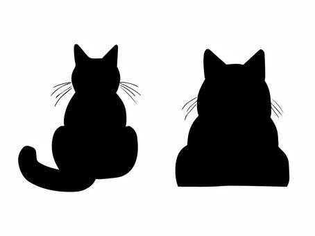 猫の後ろ姿のシルエット 猫,後ろ姿,動物,ペット,手描き,シルエット,黒のイラスト素材