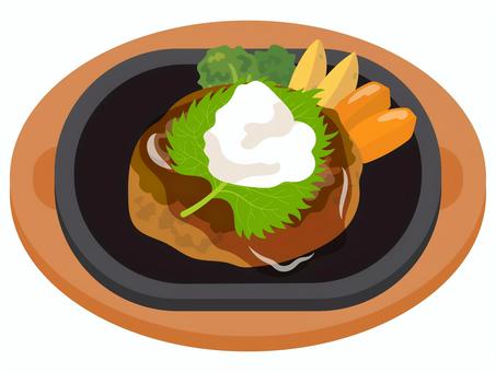 和風ハンバーグ ハンバーグ,和風,大根おろし,おろしハンバーグ,紫蘇,青紫蘇,洋食,料理,ひき肉,肉料理のイラスト素材