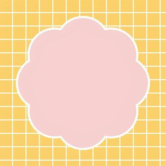 雲形フレームとグリッド背景 ピンク×黄色 ポップ,かわいい,雲型フレーム,グリッド,方眼,チェック柄,背景,パステルカラー,レトロ,レトロポップのイラスト素材