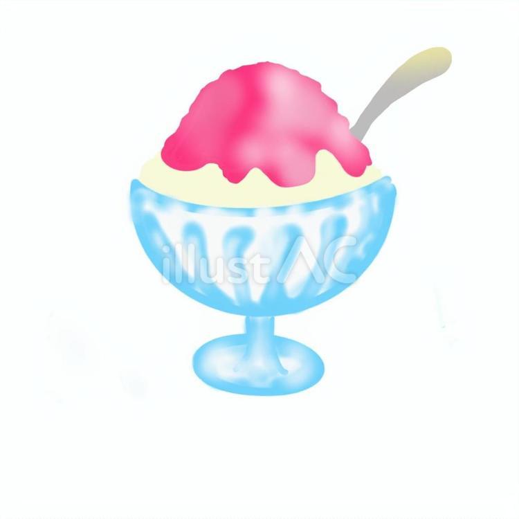 かき氷　苺　手描き かき氷,夏,いちごのイラスト素材