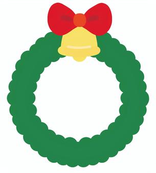 クリスマスリース・リース・パーツ素材 クリスマス,リース,パーツ,素材,クリスマスリース,ベル,リボン,素体パーツ,フレッシュグリーン,エバーグリーンのイラスト素材