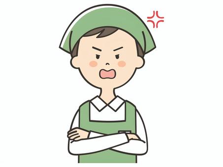 腕組みして怒る男性店員 腕組みして怒る男性店員 怒る,叱る,説教,イライラ,不満,厳しい,ストレス,怒り,怒鳴る,怒号のイラスト素材