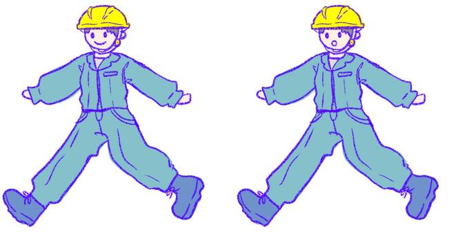 作業員みどりver 作業員,仕事,工事,生活,ヘルメット,現場,人,緑,全身,安全のイラスト素材