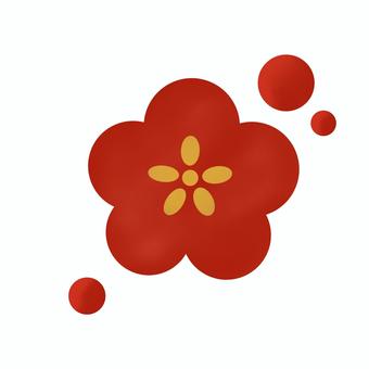 年賀素材｜赤梅の和風イラスト 年賀素材,年賀状,梅,花,和風,正月,新年,2026,令和8年,新春のイラスト素材