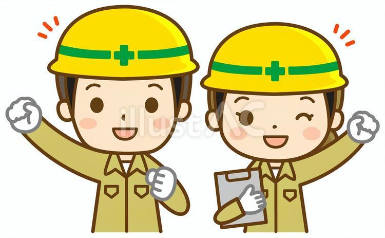 建設作業員の男女 建築士,建築,現場監督のイラスト素材
